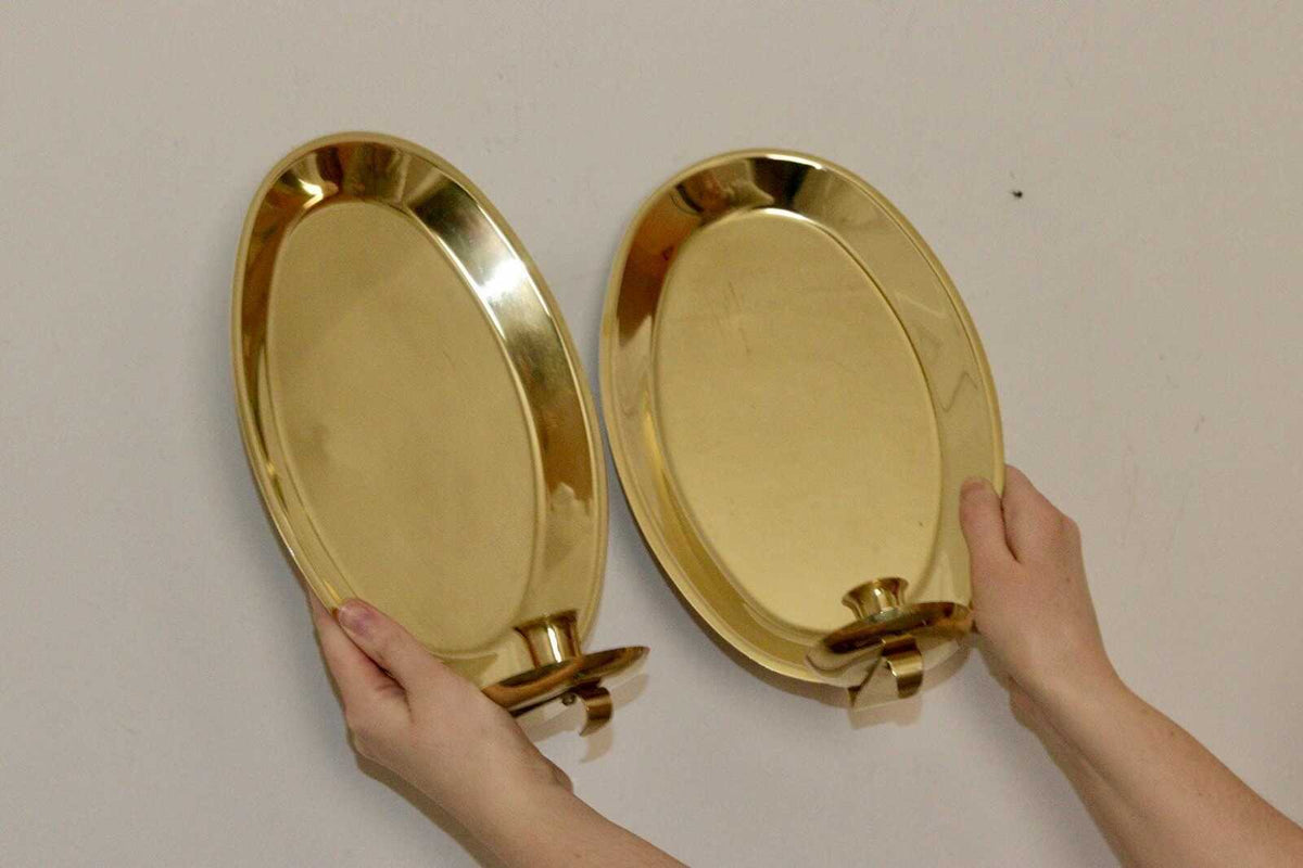 Pair Of Mid Century Swedish Brass Sconces