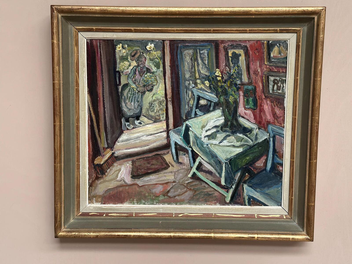 “Room Interior with Figure” by Olle Nordberg (1905–1986)