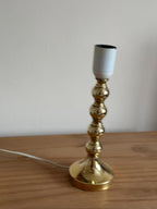 Pair of Mid Century Swedish Brass Lamps with French Scallop Shades