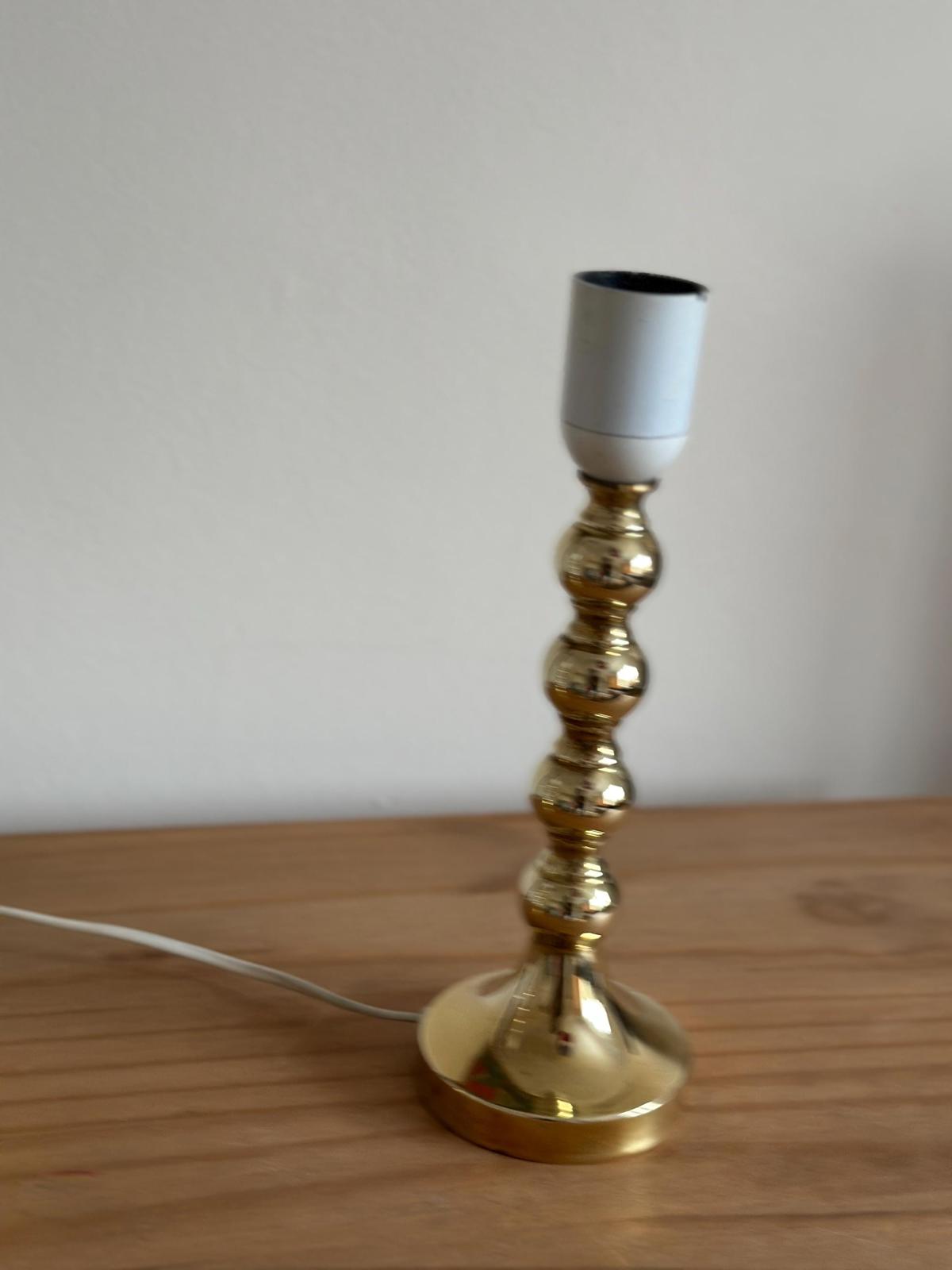 Pair of Mid Century Swedish Brass Lamps with French Scallop Shades