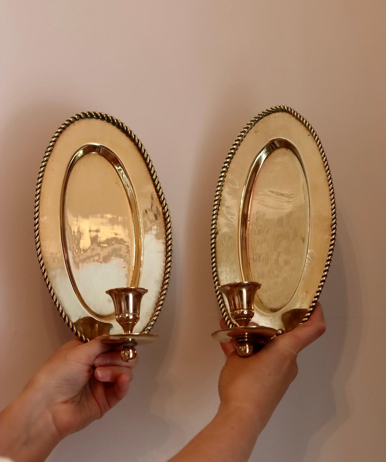 Pair Of Mid Century Swedish Brass Sconces