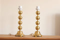 Pair of Vintage Swedish Brass Bobbin Table Lamp By Aneta
