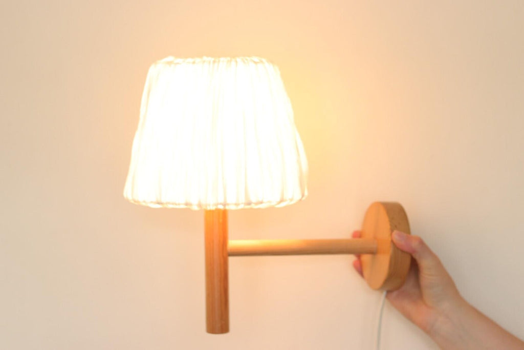 1970/80's Pair of Vintage Pine Wood Wall Lamps by Solbackens Svarveri Hyssna