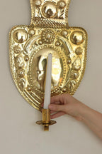 Large Baroque Style Mid-Century Brass Swedish Sconces