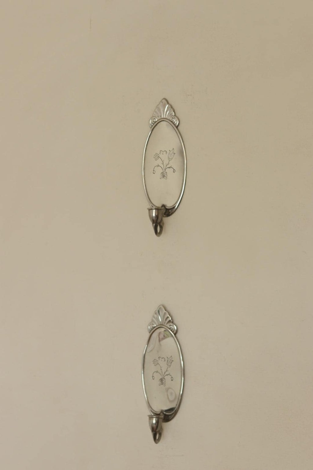 Pair of Mid Century Swedish Pewter Sconces with Mirror by Svenskt - Tenn