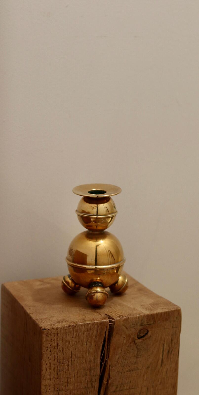 Pair of Mid-Century Swedish Brass Candle Holders by ALB Lindstrom Eskiltuna