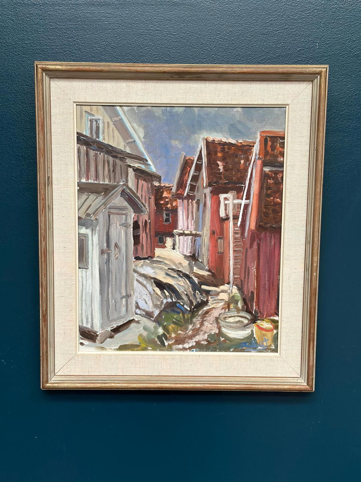 “Red Cottages by Coast”
