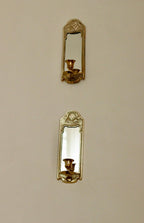 Pair of Mid-Century Swedish Brass Sconces with Mirror