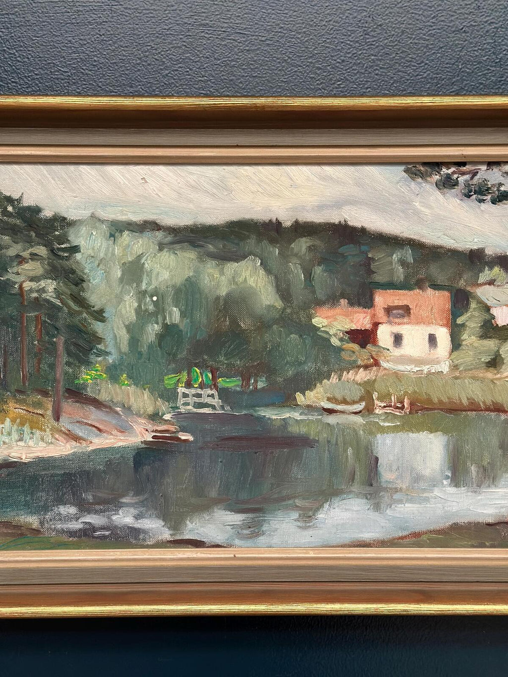 “Lake with Houses” by G. Arner