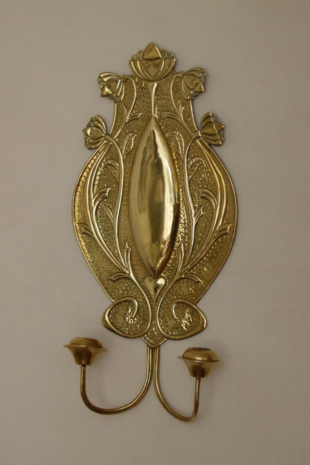 Pair Of Double Arm Art Nouveau Style Swedish Brass Sconces