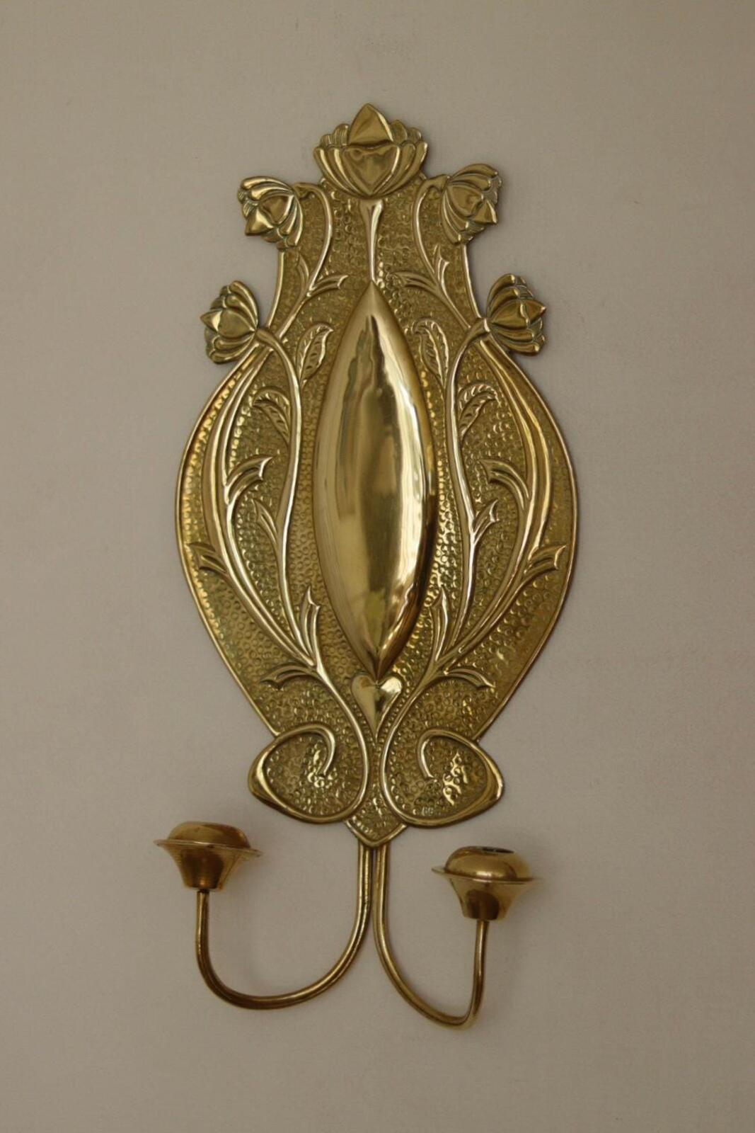 Pair Of Double Arm Art Nouveau Style Swedish Brass Sconces
