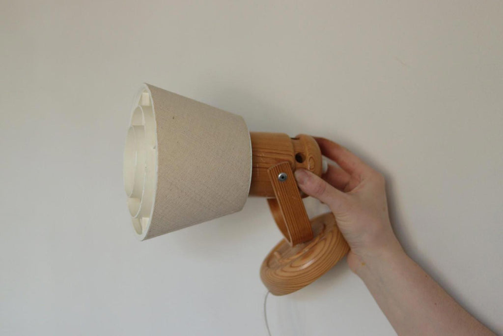 Pair of Vintage Wall Lamps by Solbackens Svarveri, Sweden, 1970s - Pine Wood