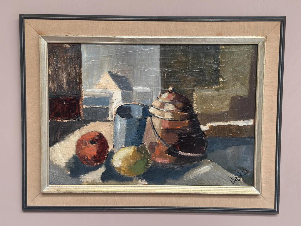 Original Swedish Oil on Panel – “Still Life” Attributed to Åke Wilhelm Andersson –1962 – Vintage & Framed – 63 × 54 cm (24.8" × 21.3")