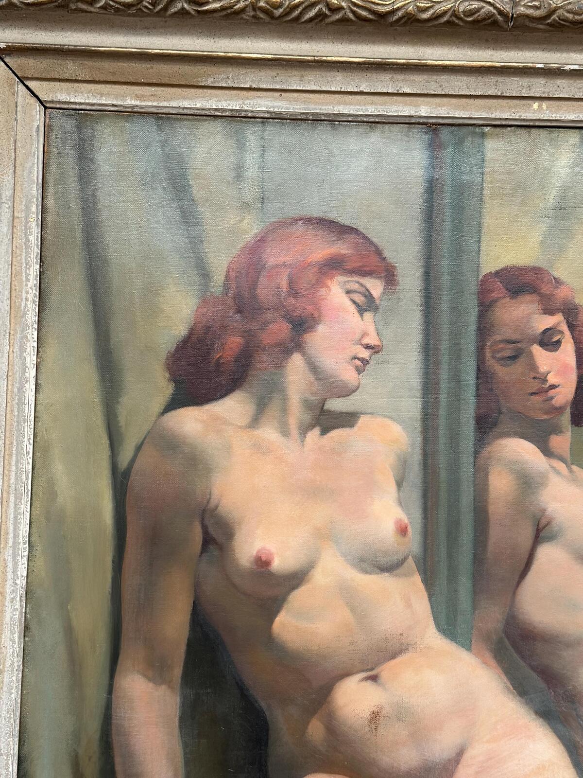 Sittande kvinna vid spegel By Philippe de Rougemont (1891–1965)