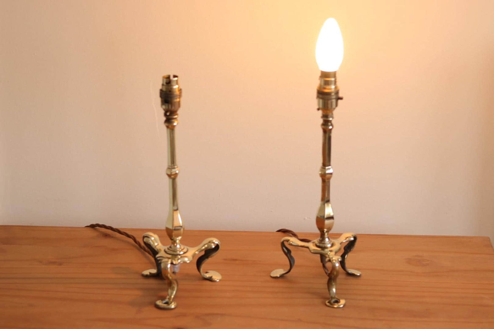 Pair Of  Victorian Antique Brass Pullman Railway Carriage Table Lamps