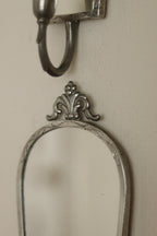 Pair of Mid Century Swedish Pewter Sconces with Mirror By Svenskt - Tenn