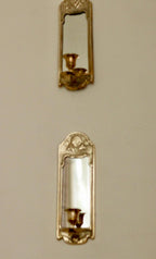 Pair of Mid-Century Swedish Brass Sconces with Mirror