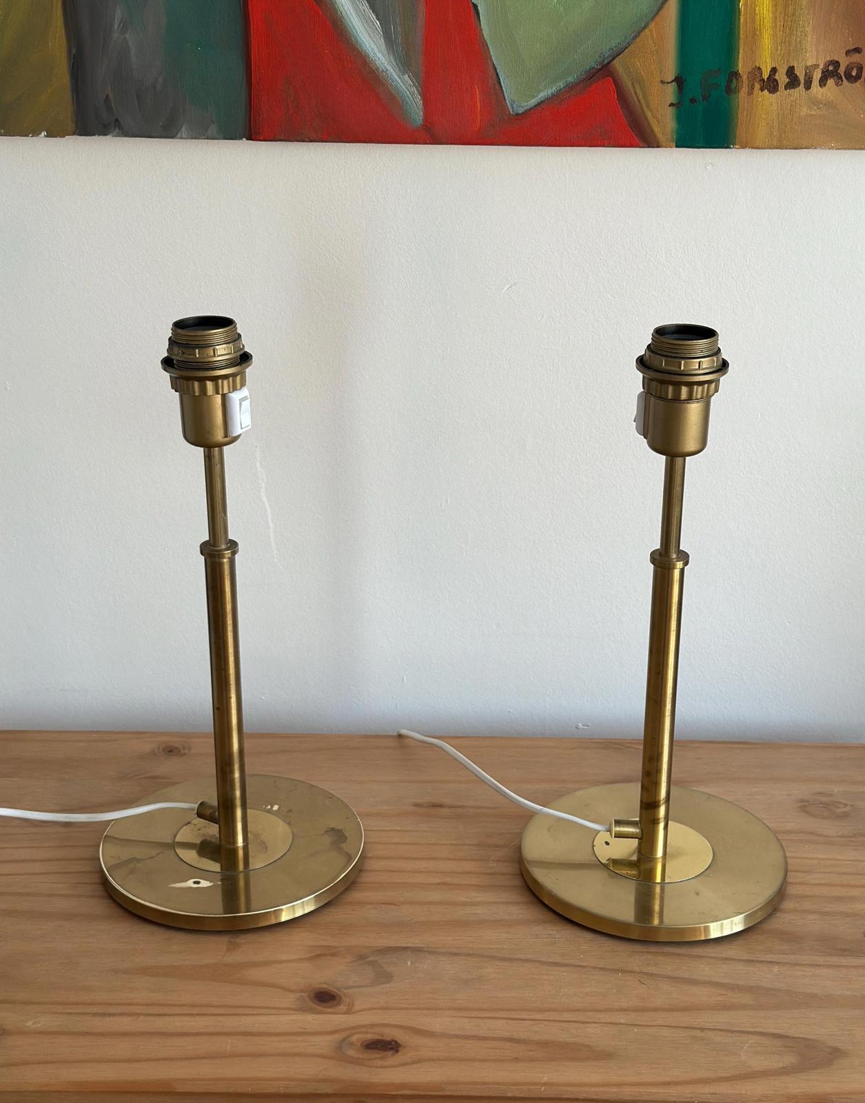 Pair of Mid Century Style Swedish Brass Lamps by Konsethantverk