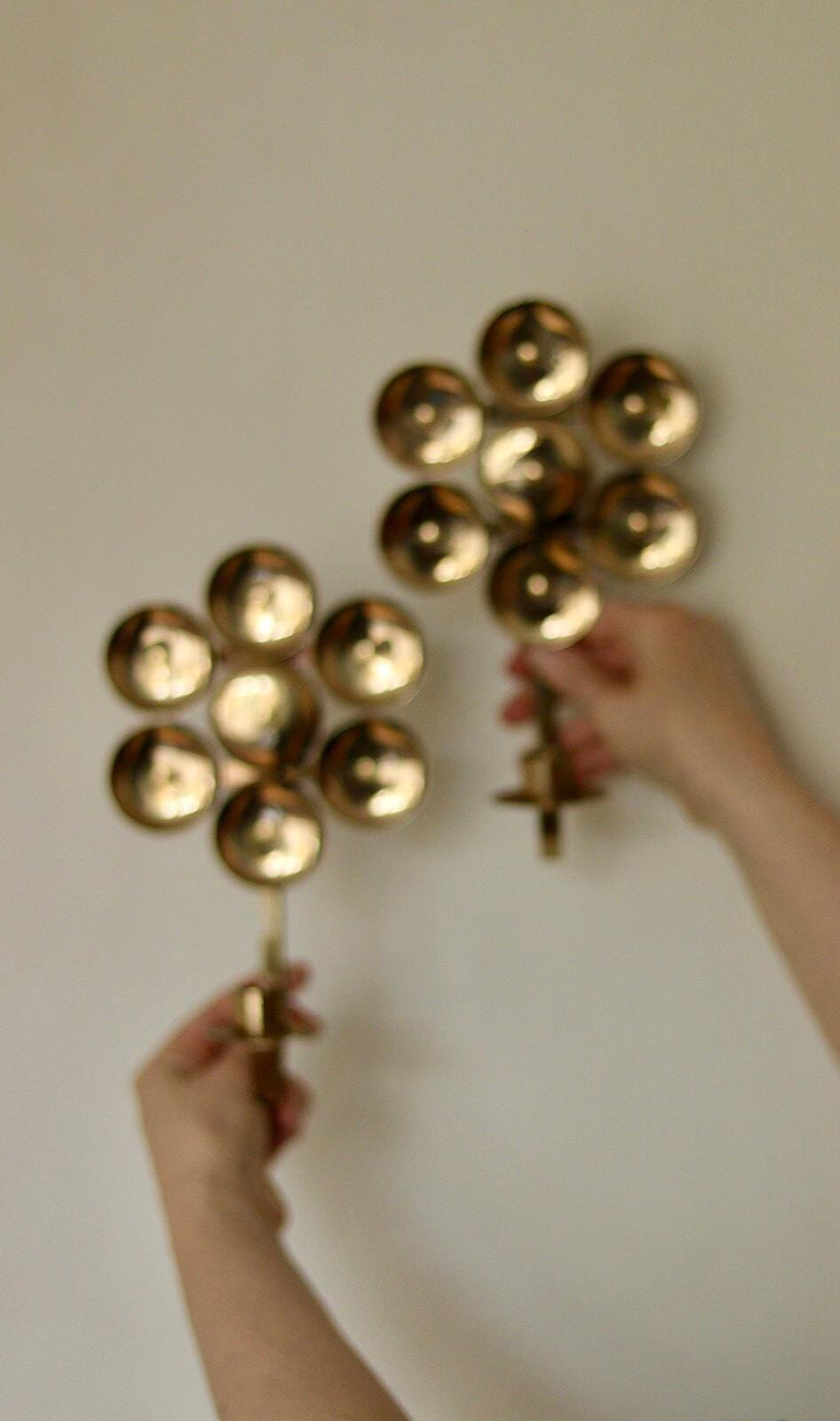 Pair of Mid-Century Sweden Brass Sconces By Kee Mora