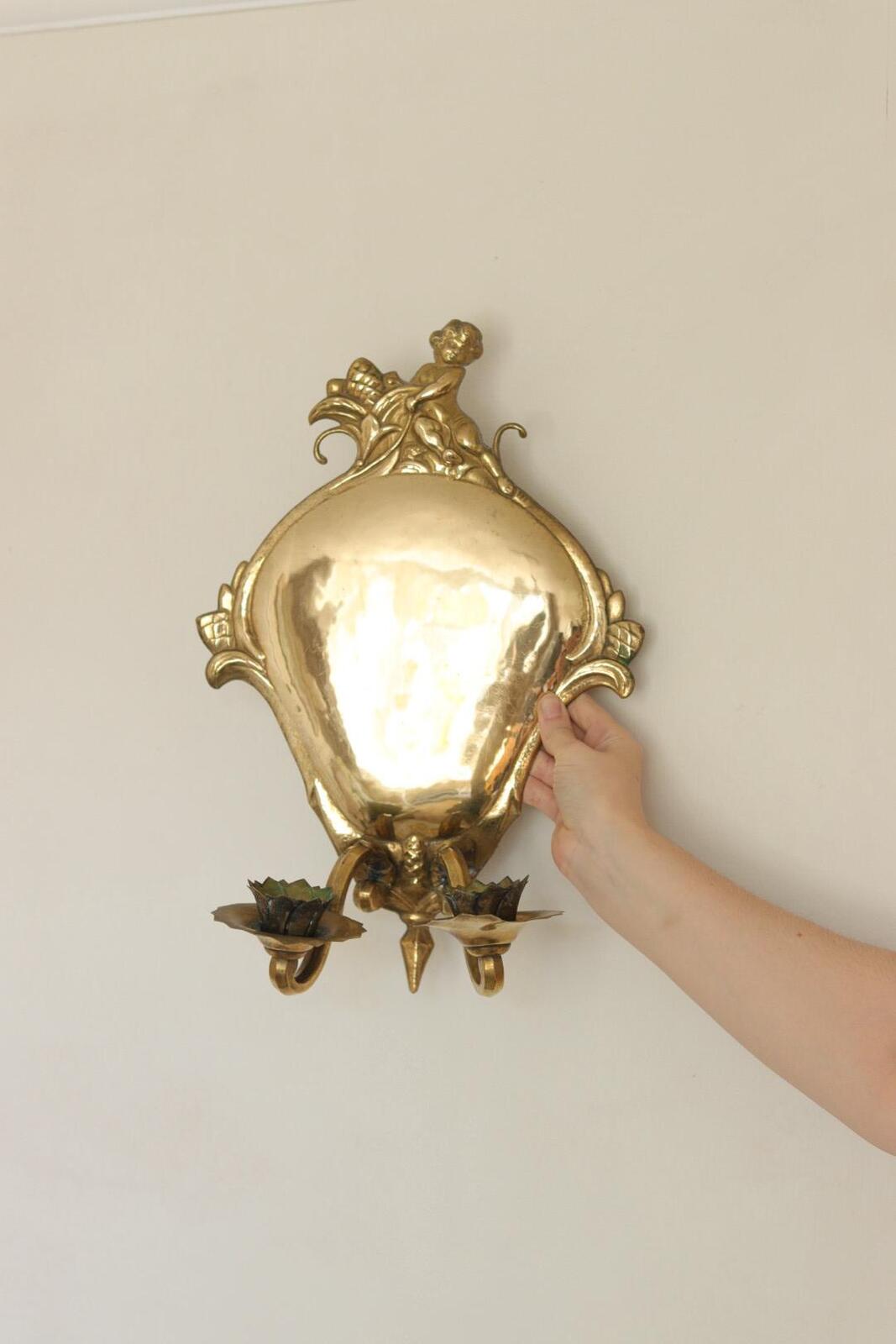 Pair Of Mid Century Swedish Brass Sconces