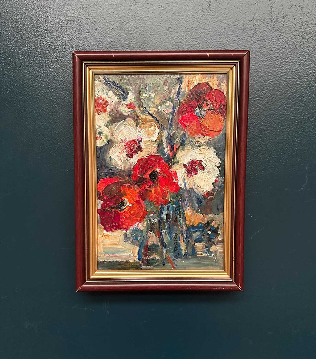 “Red Poppies and White Blossoms” by L. Stokes