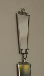 Pair of Mid Century Swedish Pewter Sconces with Mirror