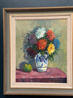 “Asters in Ceramic Vase” by Eric Lundgren