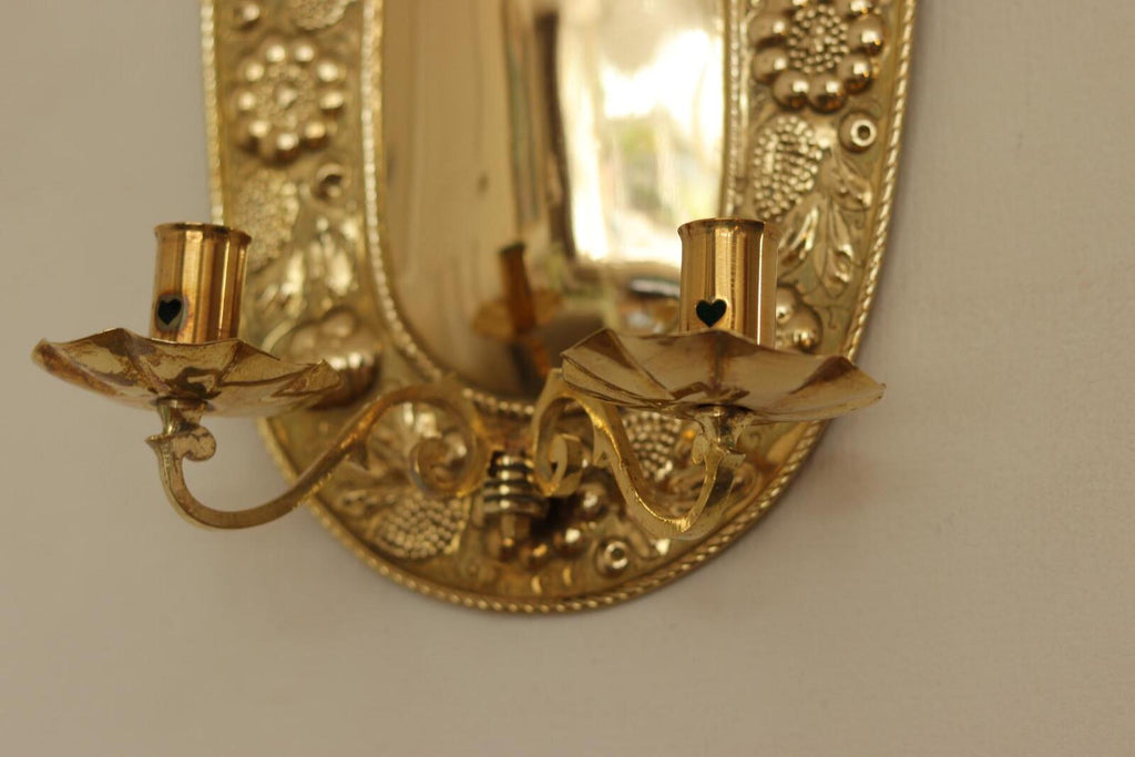 Baroque Style  Mid-Century Brass Swedish Sconces