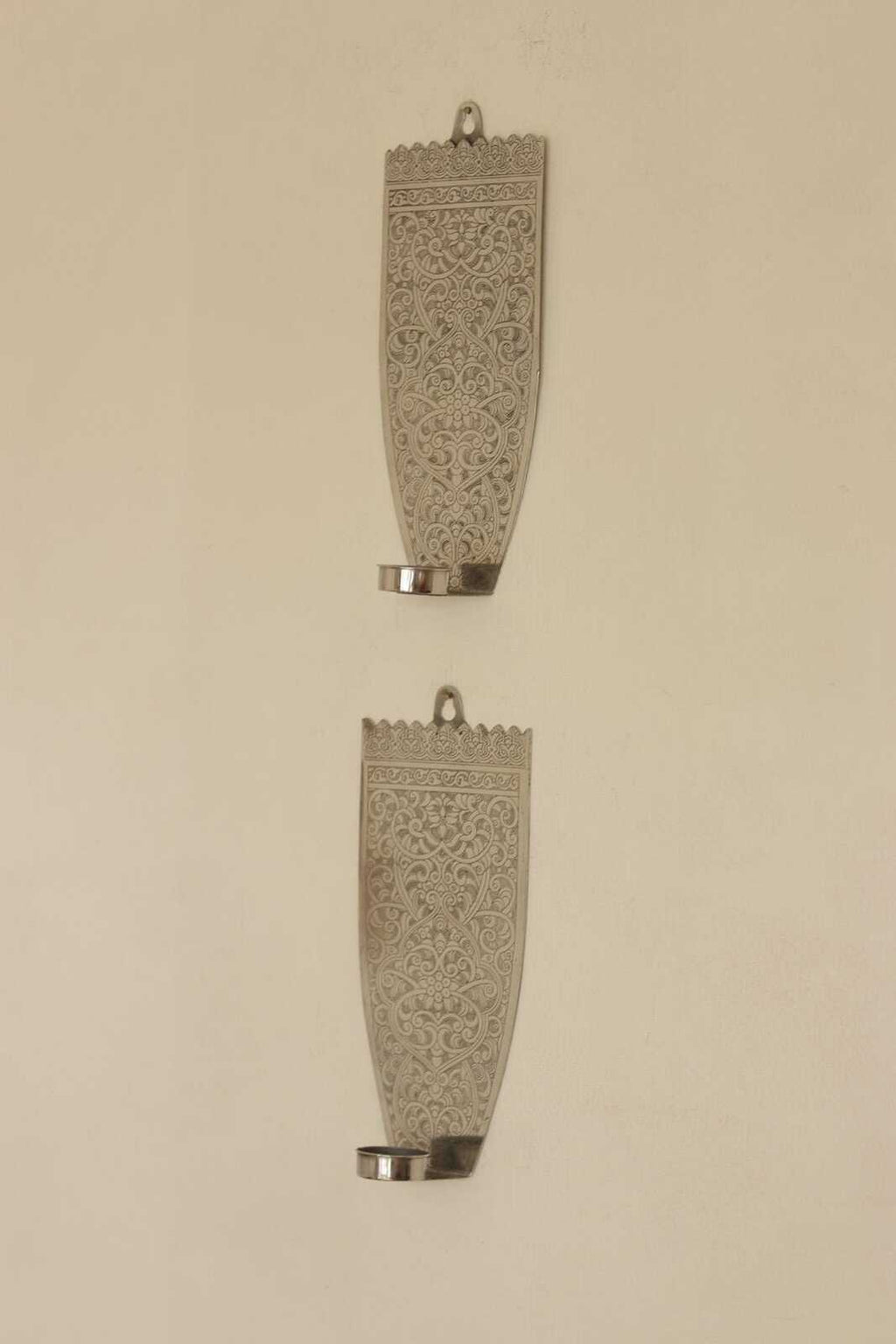 Pair Of Vintage Pewter Sconces