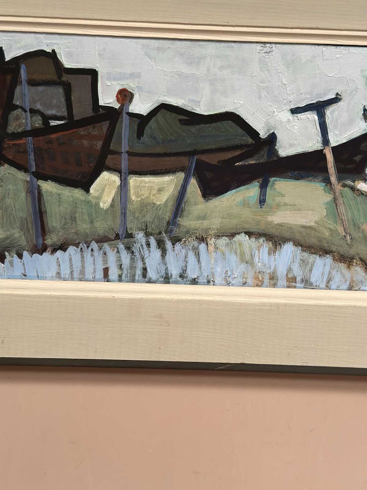 “Coastal Landscape with Beached Boats” by Ivar Ekelund (1908–2002)