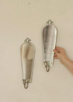 Pair of Mid Century Swedish Pewter Sconces with Mirror