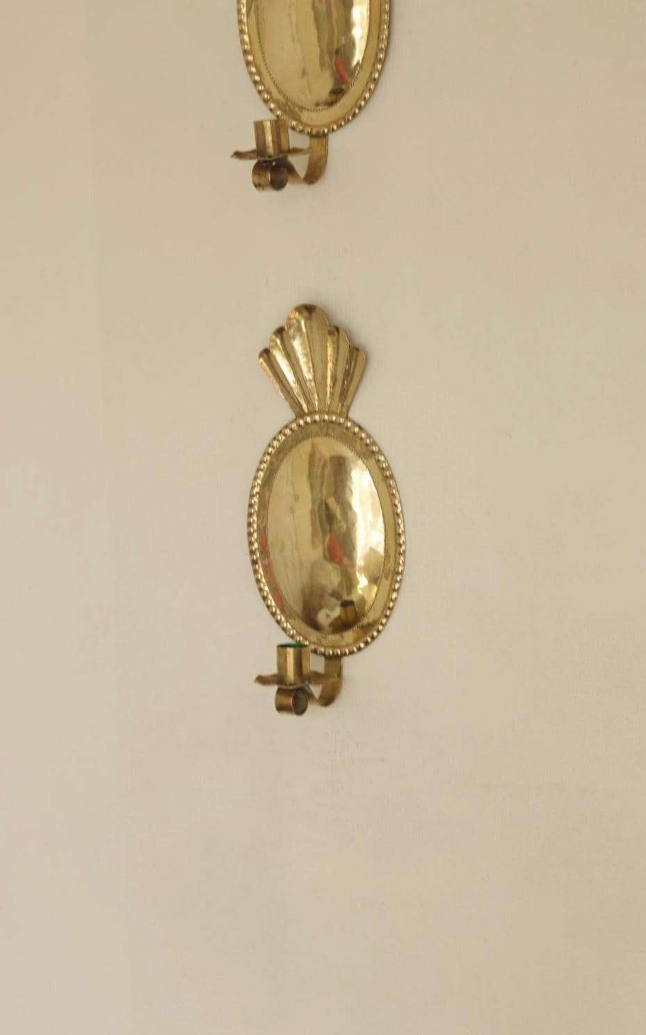 Pair Of Mid Century Swedish Brass Sconces Dated 1944