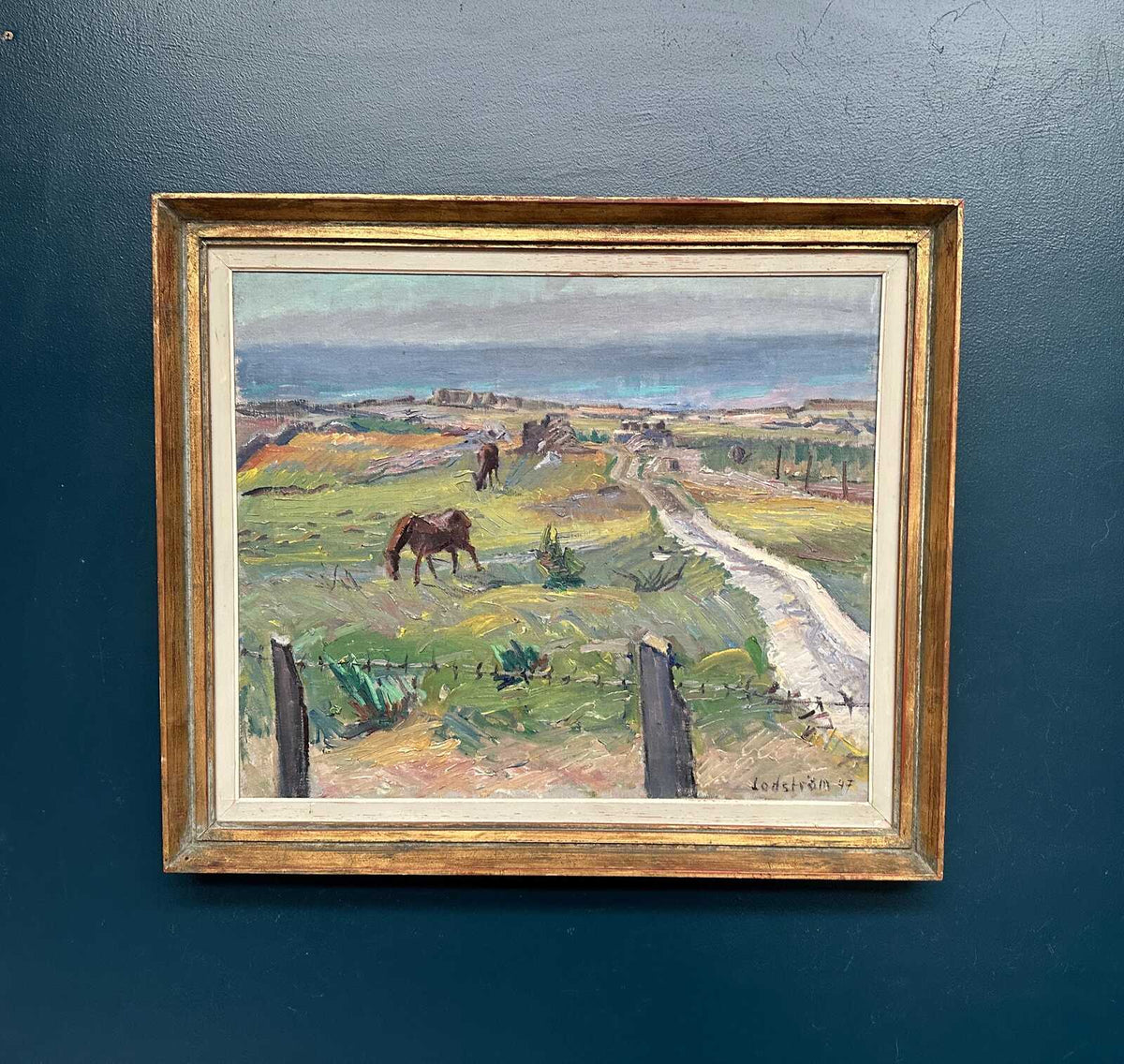 “Coastal Scene with Horses” by Georg Lodström