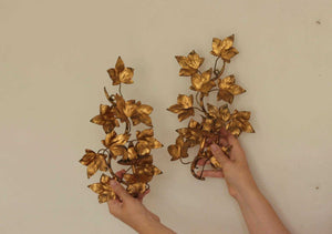 Pair of Mid-Century Italian Gilded Sconces By Florentia