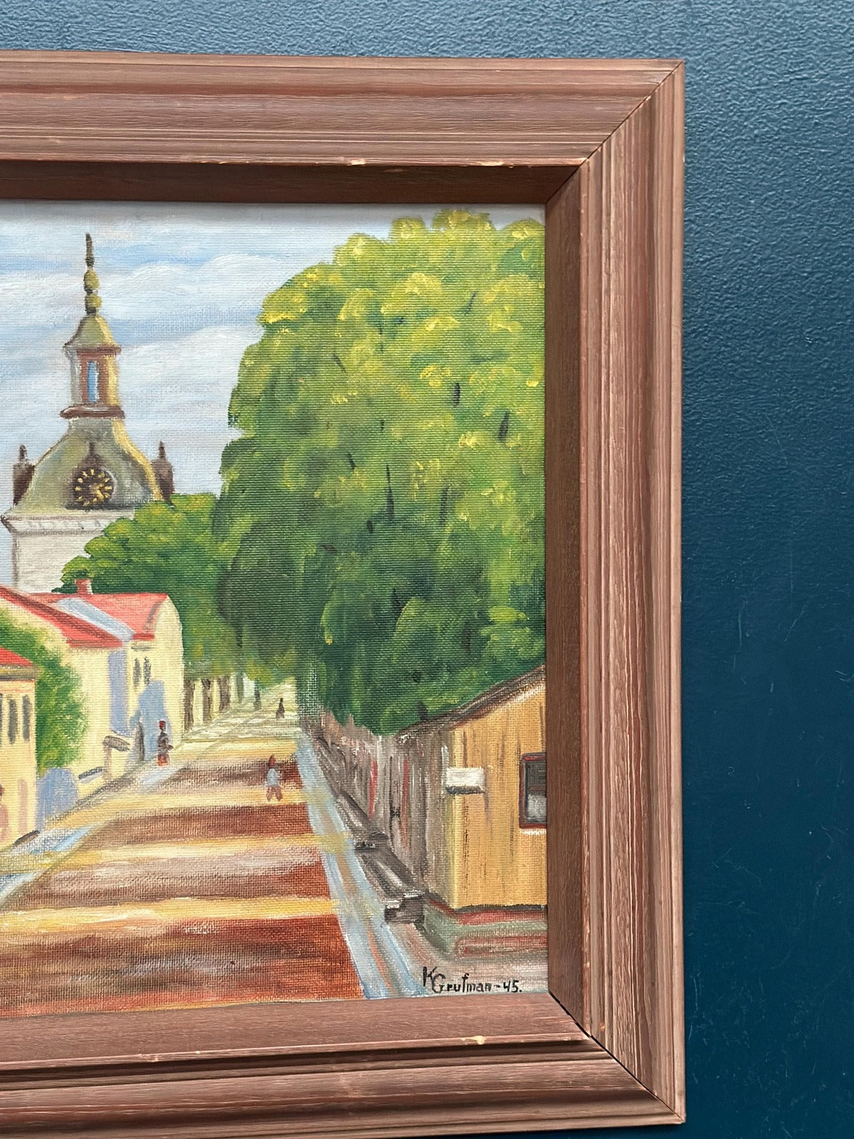 “City Street with Church Tower” by Kerstin Grufman
