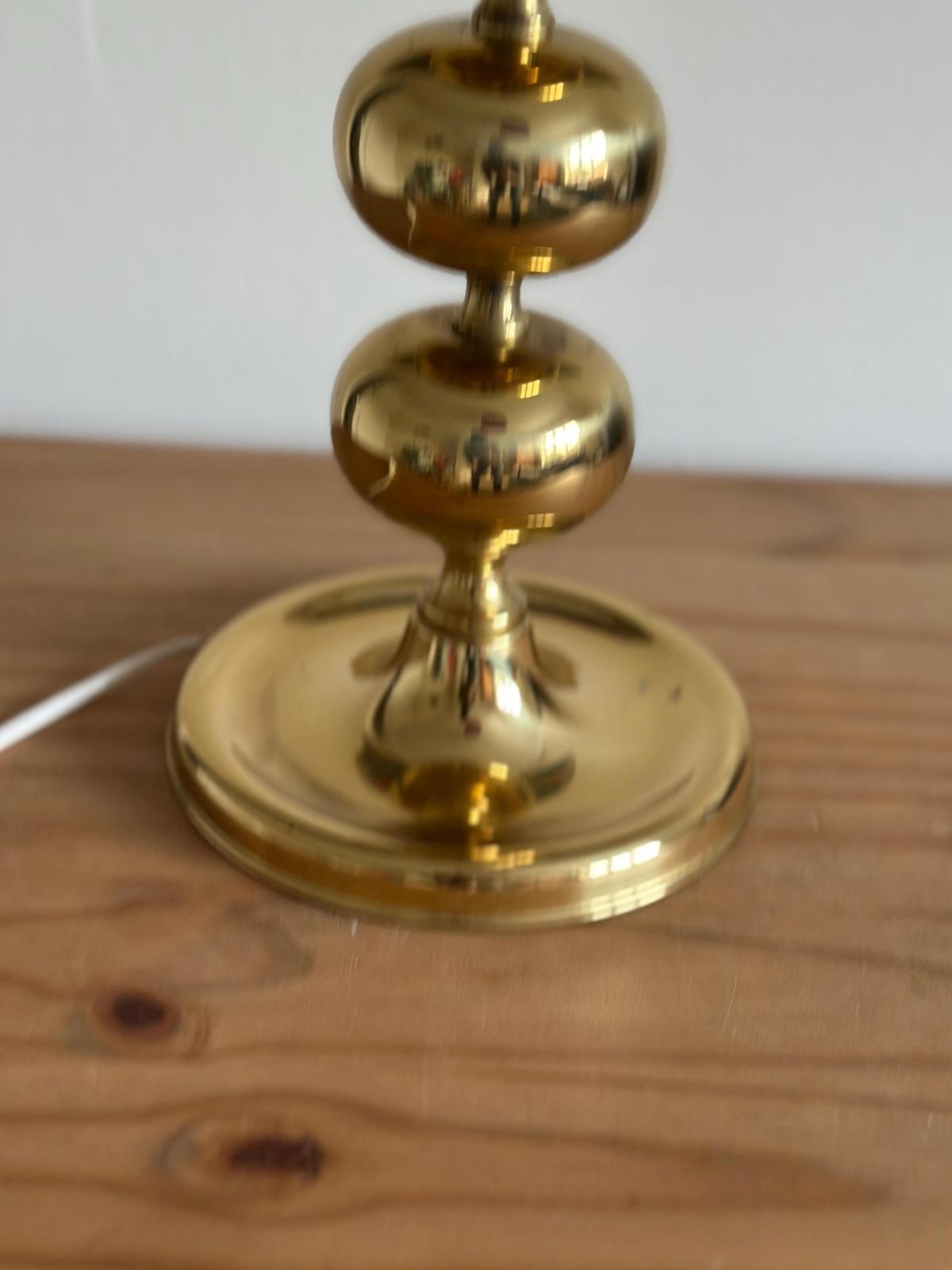 Tall Swedish Brass Bobbin lamps by Aneta