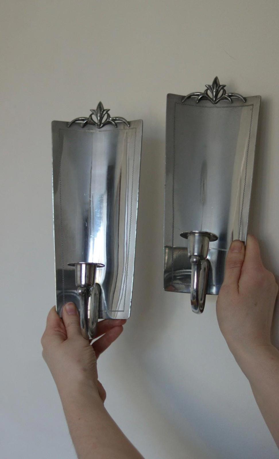 Pair of Mid Century Swedish Pewter Sconces by Svenskt Tenn