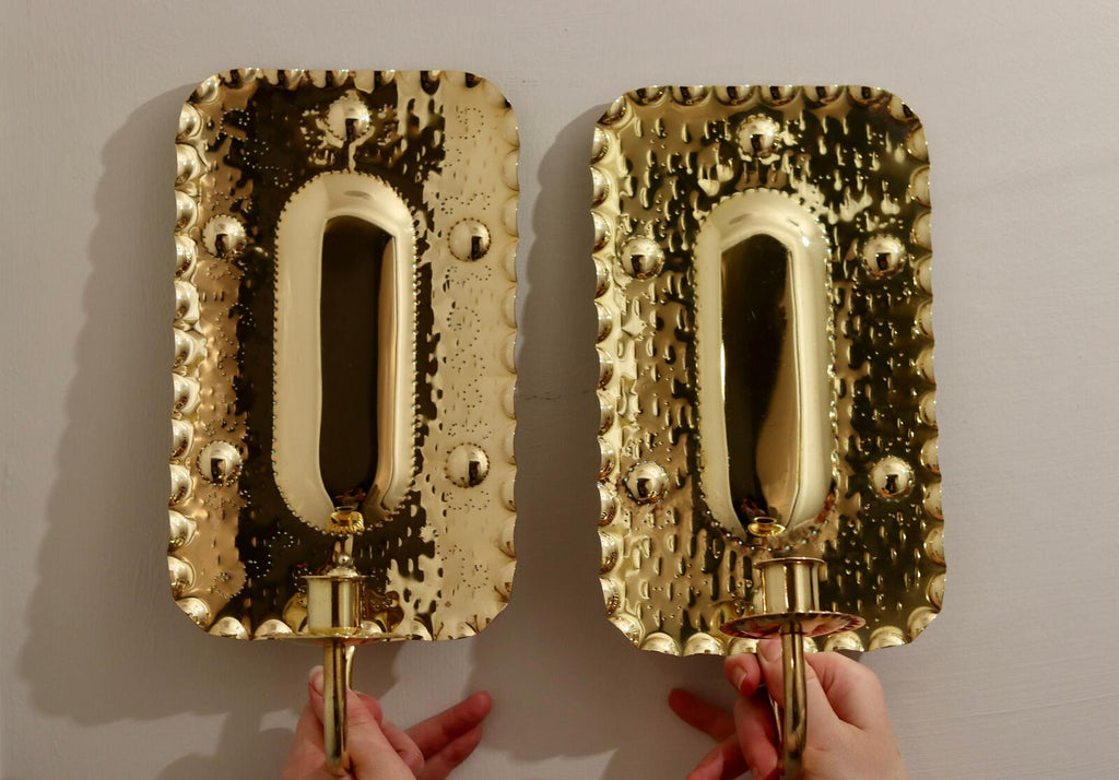 Pair of Mid-Century Swedish Brass Sconces by A. Eriksson Linberg