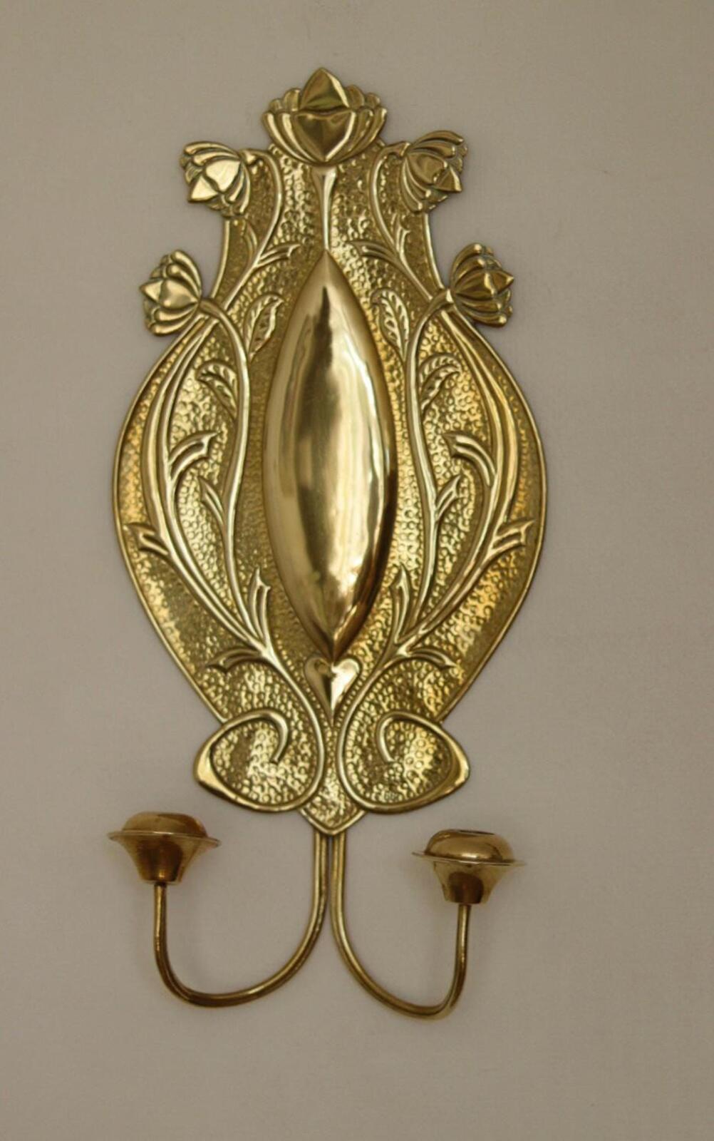 Pair Of Double Arm Art Nouveau Style Swedish Brass Sconces
