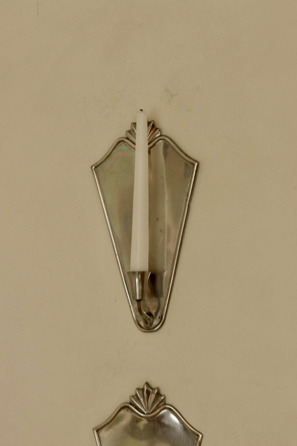 Pair Of Swedish Pewter Sconces By Ystad Tenn