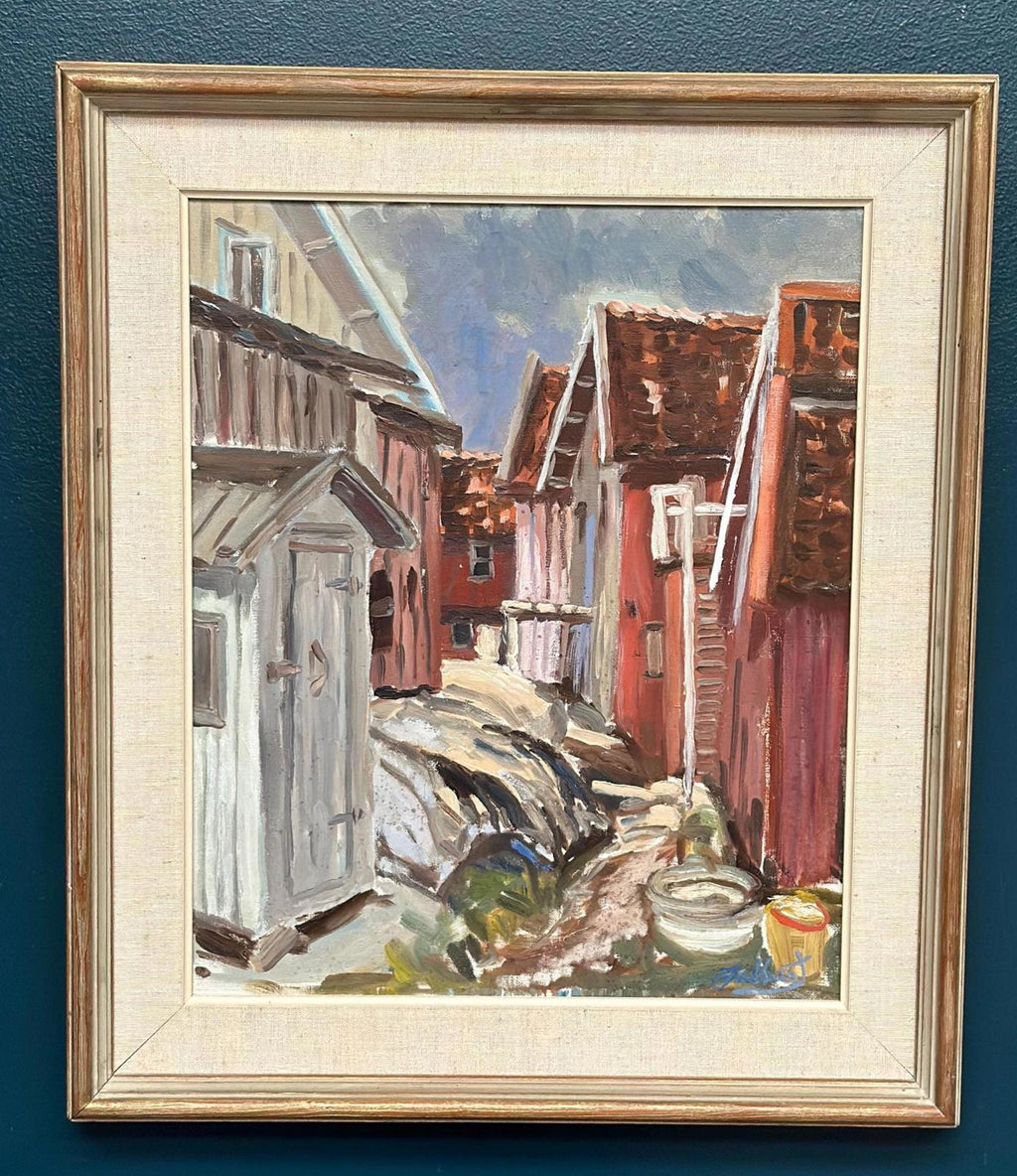 “Red Cottages by Coast”
