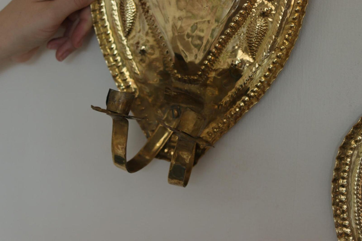 Baroque Style  Mid-Century Brass Swedish Sconces