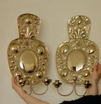 Pair Large baroque Style Mid Century Swedish Brass Sconces