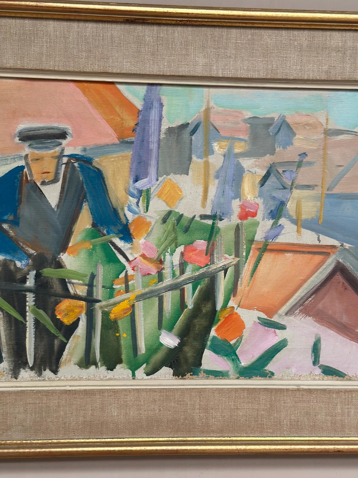 “Figure by a Fence with Flowers” by Carl Gunne