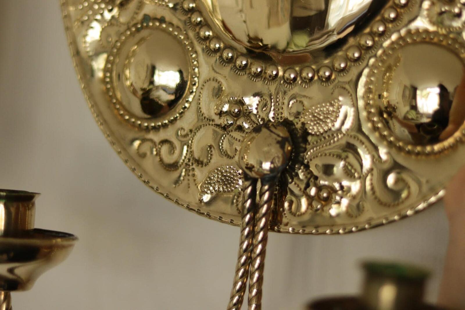 Pair Large baroque Style Mid Century Swedish Brass Sconces