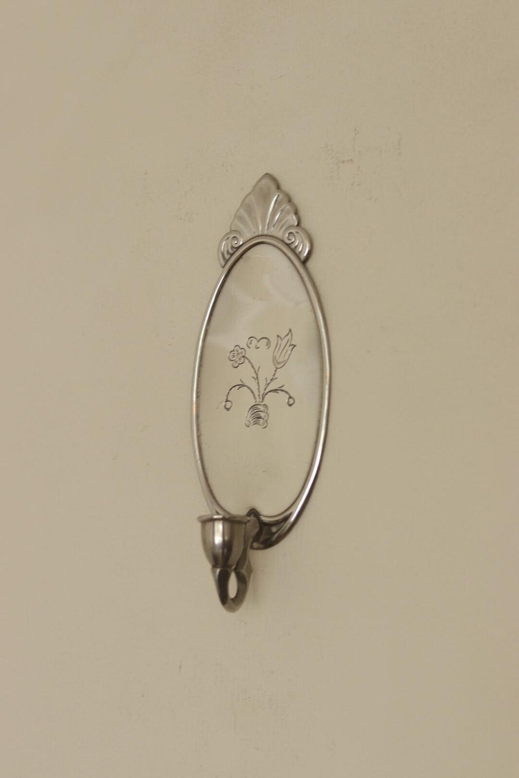 Pair of Mid Century Swedish Pewter Sconces with Mirror by Svenskt - Tenn