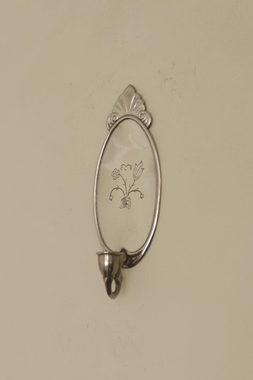 Pair of Mid Century Swedish Pewter Sconces with Mirror by Svenskt - Tenn