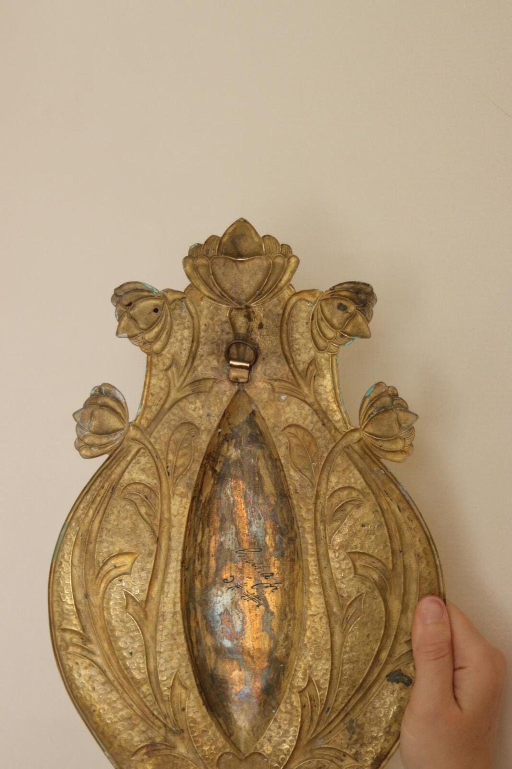 Pair Of Double Arm Art Nouveau Style Swedish Brass Sconces