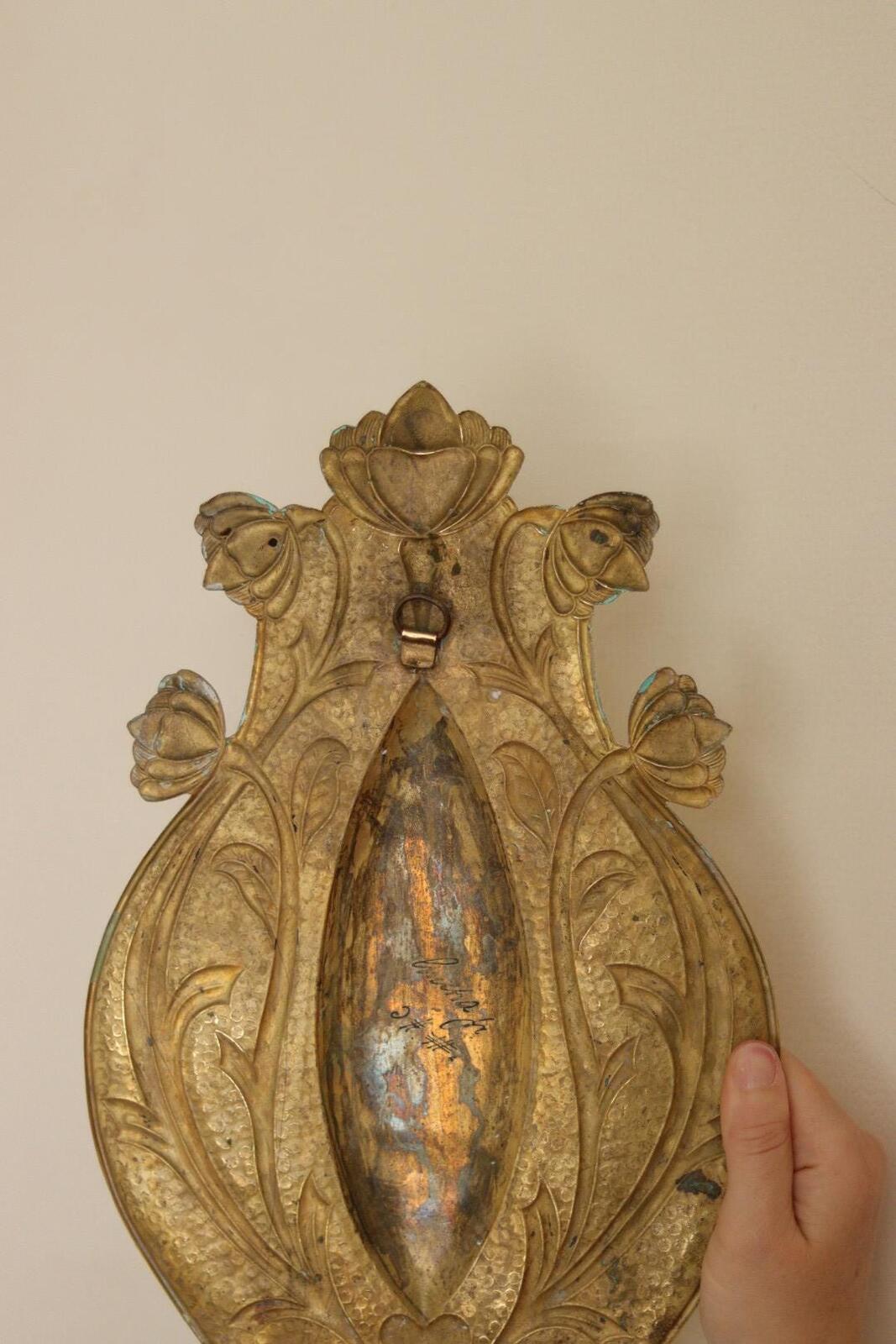 Pair Of Double Arm Art Nouveau Style Swedish Brass Sconces