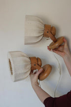 Pair of Vintage Wall Lamps by Solbackens Svarveri, Sweden, 1970s - Pine Wood